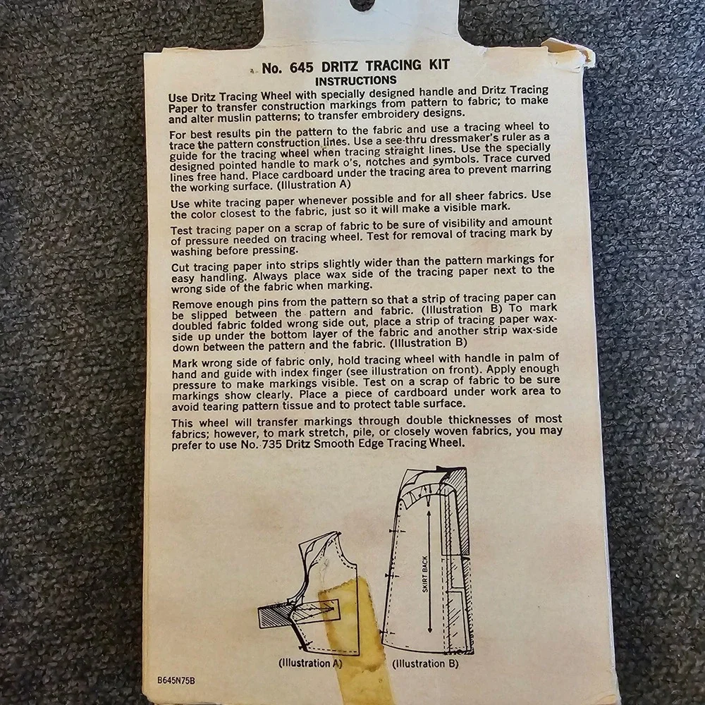 Vintage Dritz Tracing Kit Scovill No.‎ 645 Sewing Pattern Transfer
